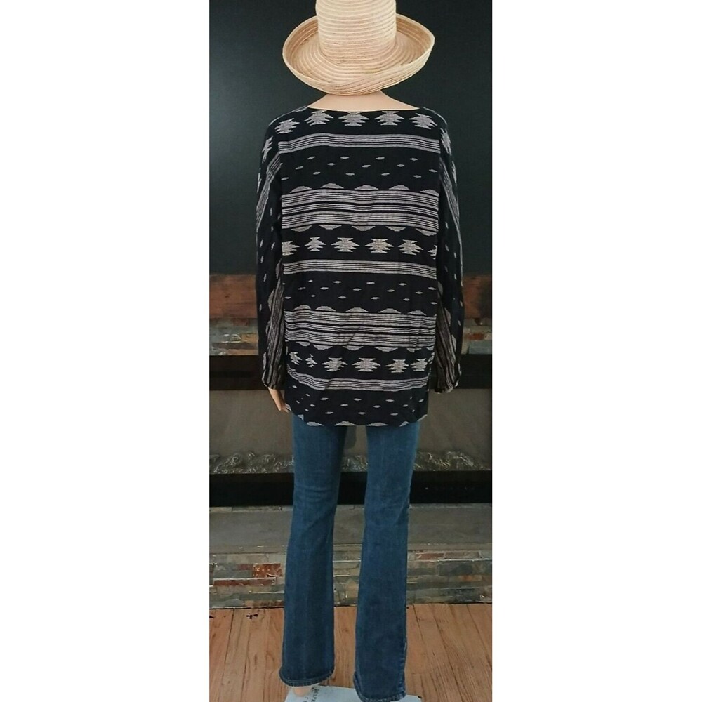 Old Navy Tunic Top Blouse Women's MEDIUM Long Sleeve Lightweight Aztec Casual - Picture 7 of 9